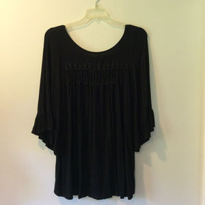 Long Loose Fitting Fringed Top SZ M